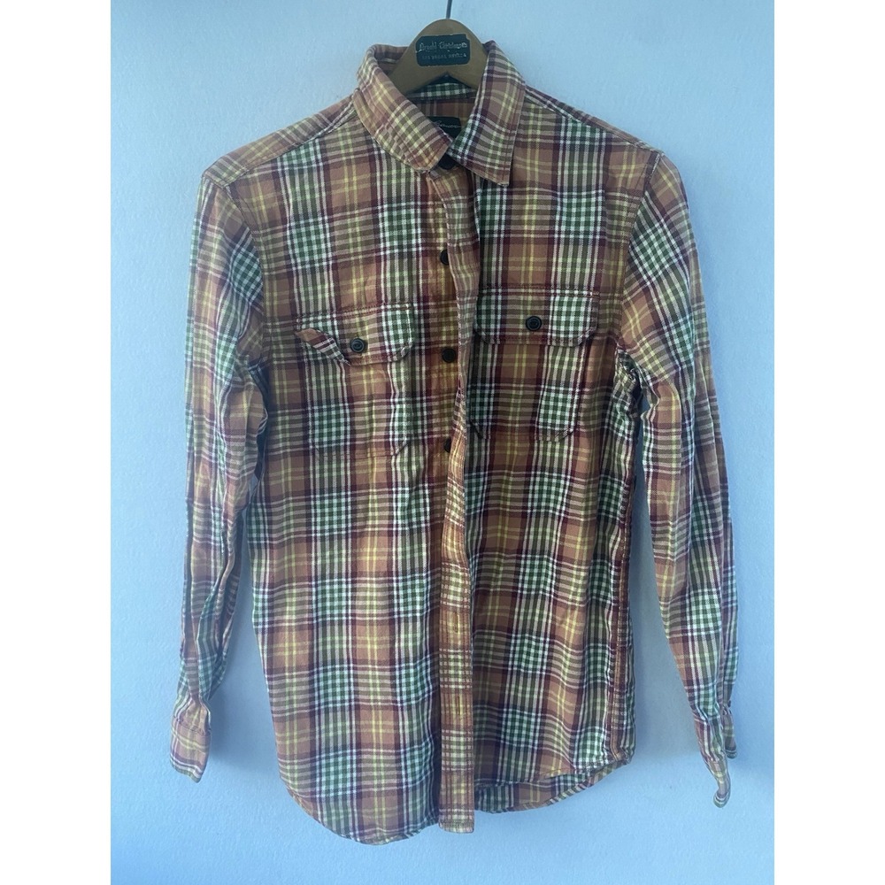 Eddie Bauer Flannel Shirt Orange Button Long Sleeve Plaid Fall Womens S